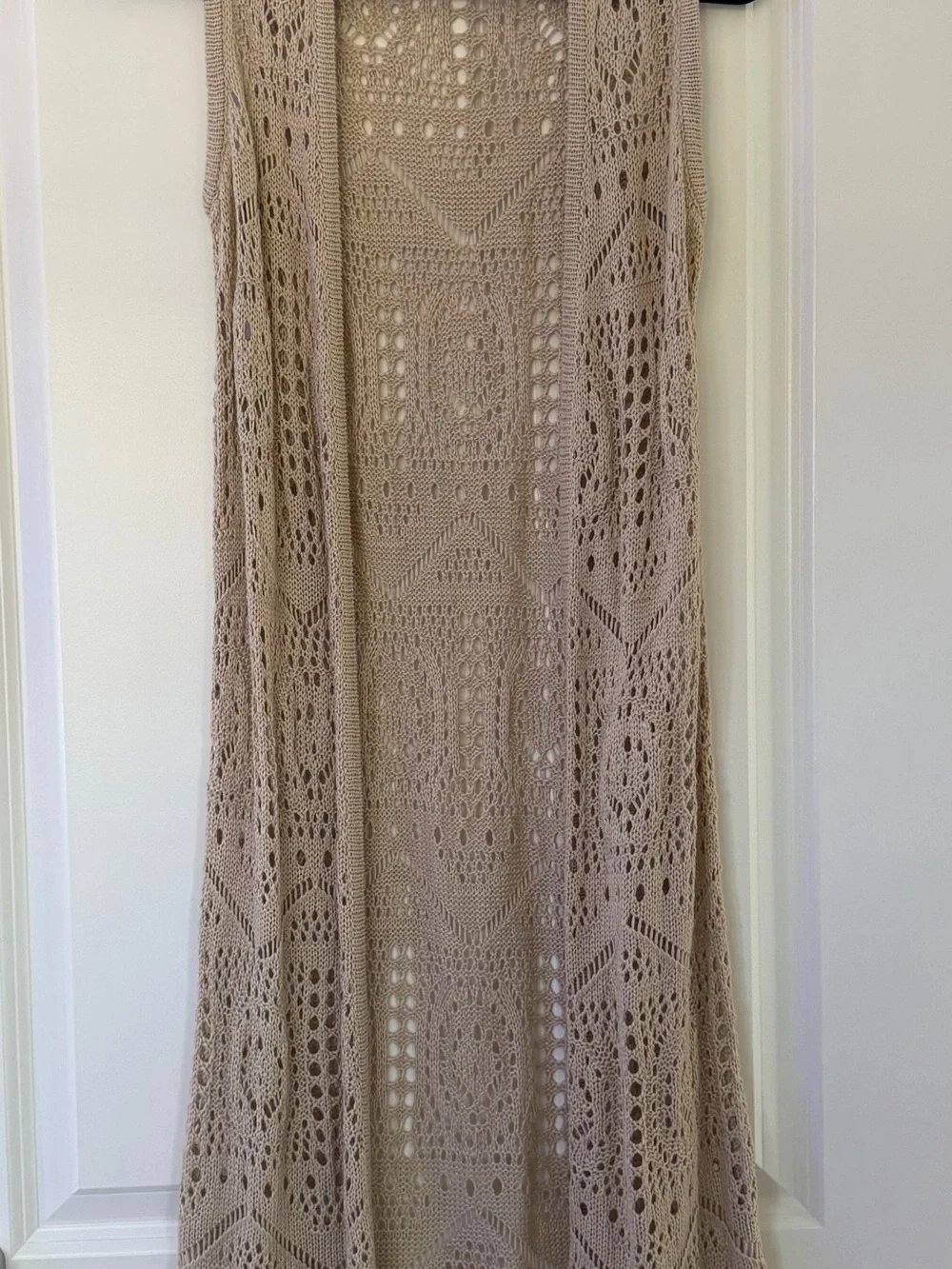 Women's Crochet Vest in Beige